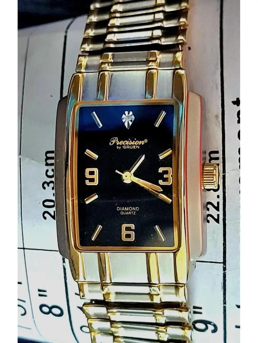 Gruen‎ Precision Diamond Steel Curvex Mens Tank Dress Watch